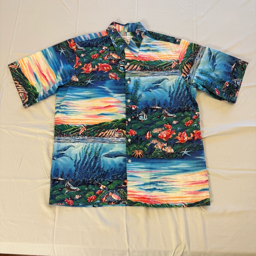 Reyn Spooner x Robert Lyn Nelson Ocean Themed Men's Aloha Shirt